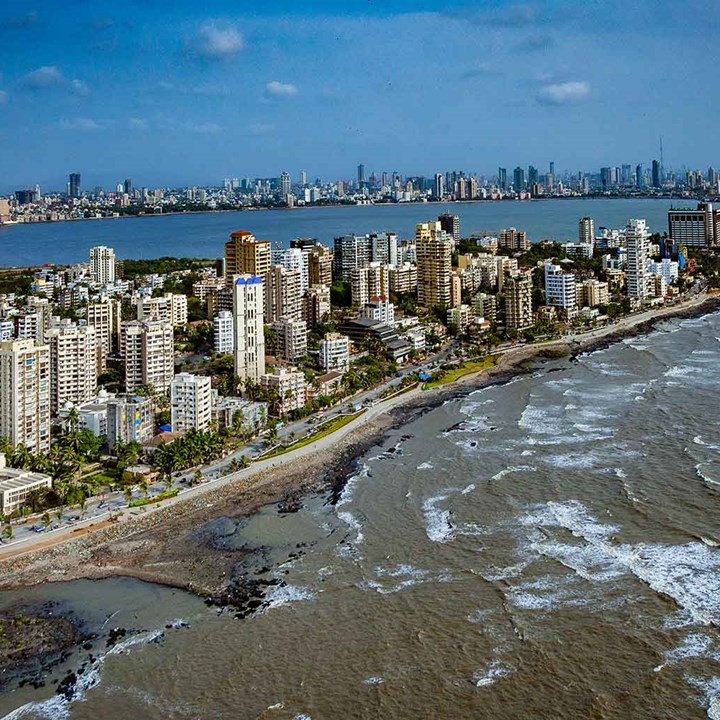 Aerial View Of Mumbai Coastline From Helicopter