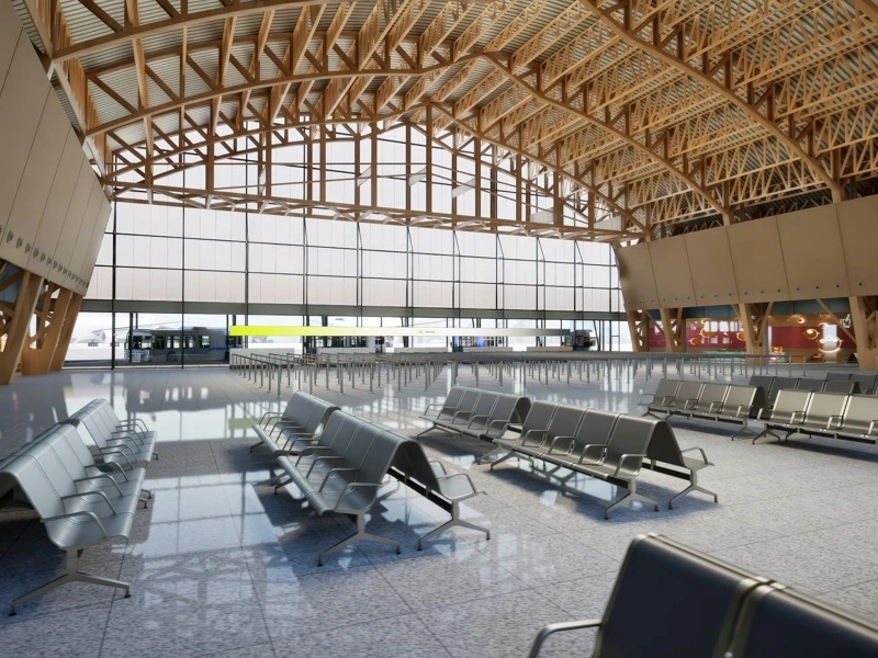 modern airport waiting hall interior, AENA, Brazil