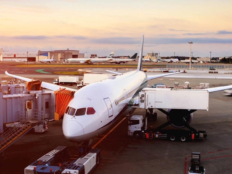 Plane on tarmac at Heathrow Airport in the UK.