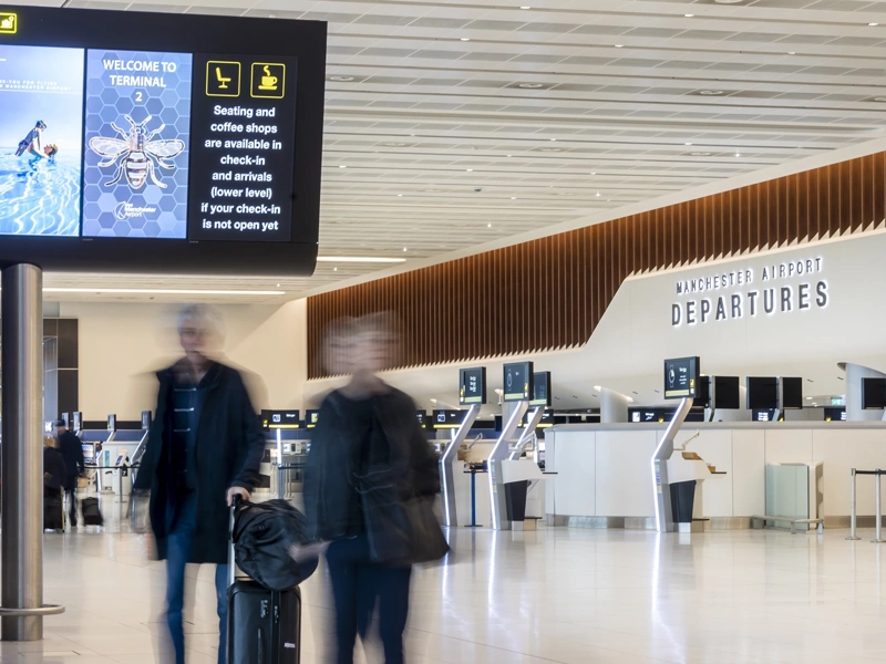 Manchester Airport Departures Terminal.