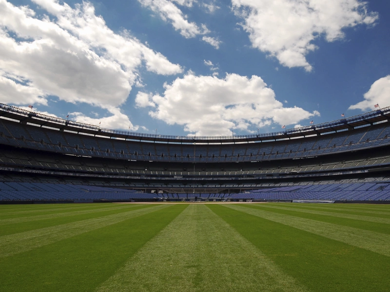 interior of sports stadium taken from pitch level