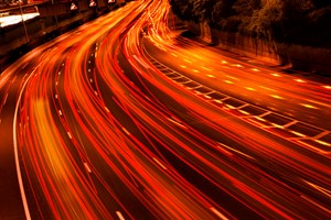 Motorway traffic at night