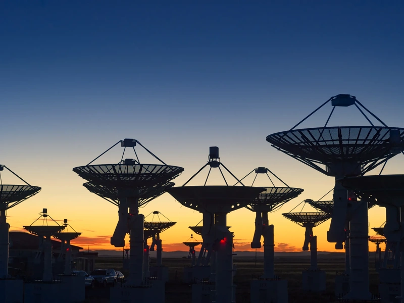 Observatory antenna in the sunset