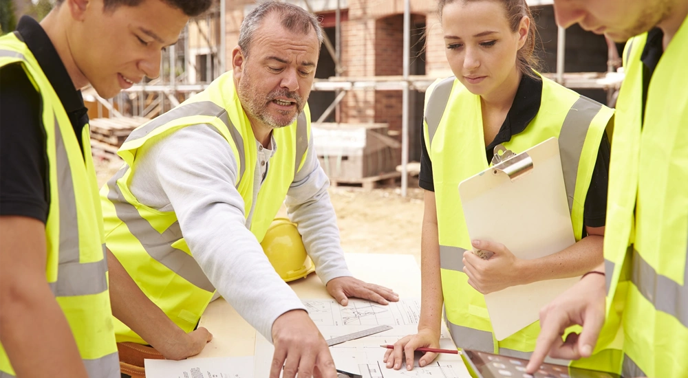 Project team in high-vis jackets
