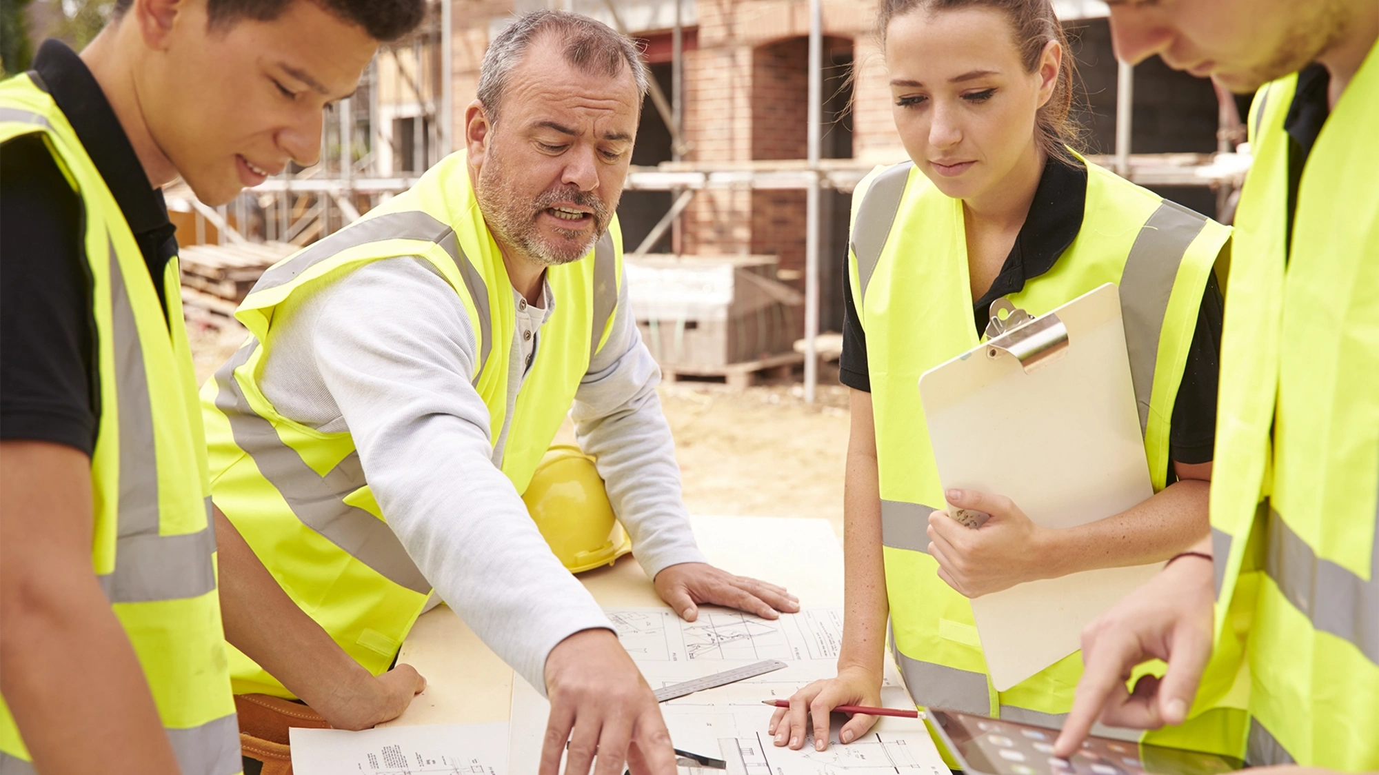Project team in high-vis jackets