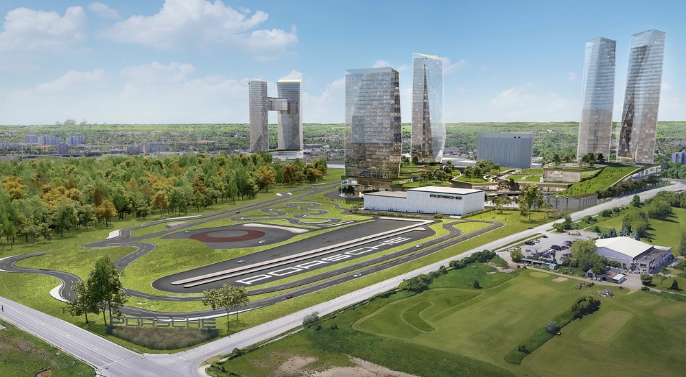 Aerial shot of the Porsche Experience Centre in Canada