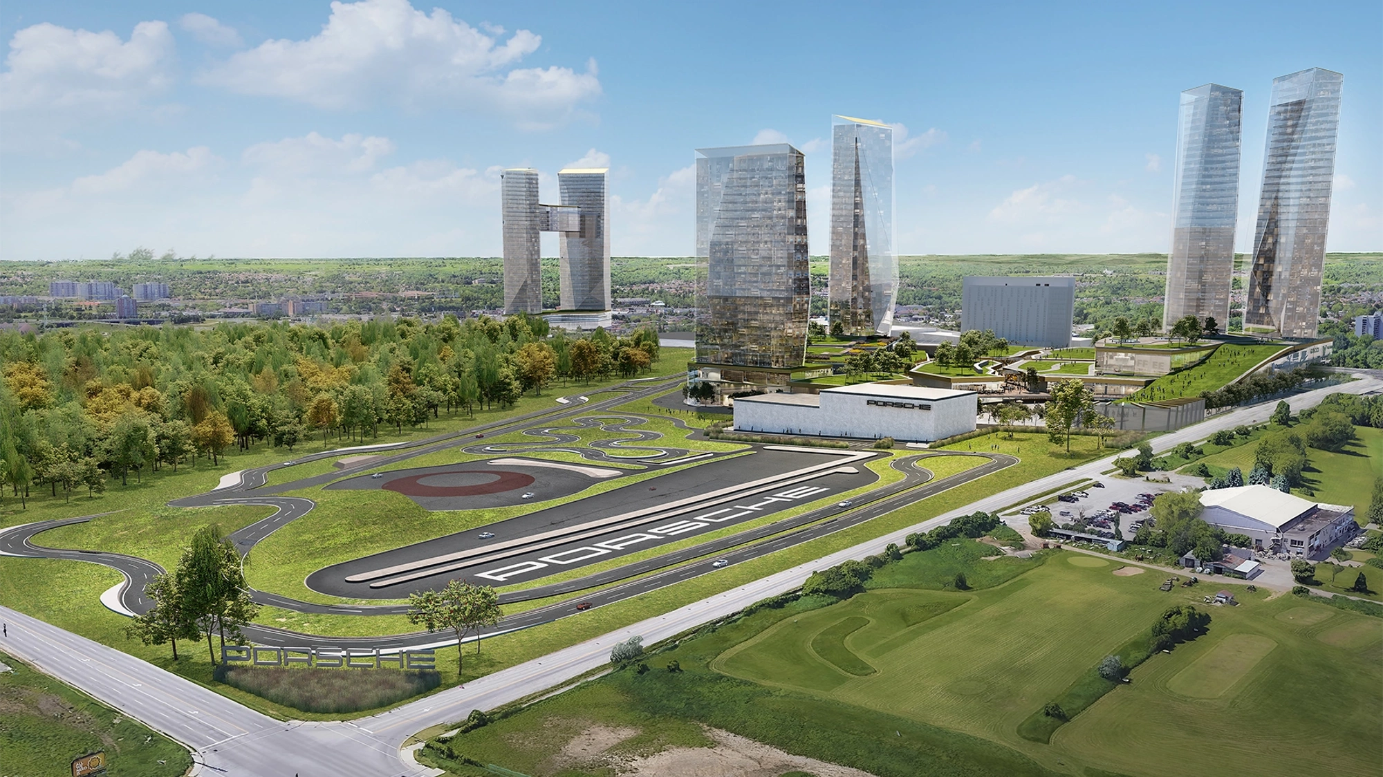Aerial shot of the Porsche Experience Centre in Canada