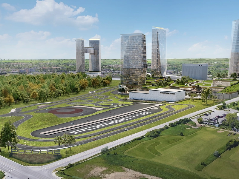 Aerial shot of the Porsche Experience Centre in Canada