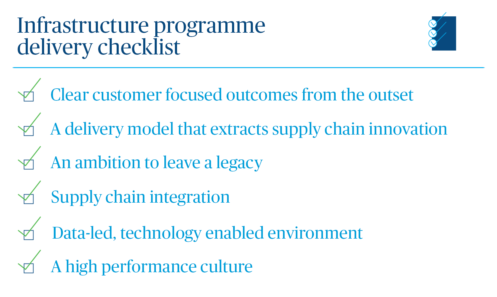 checklist for supply chain infrastructure project delivery