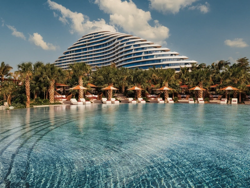 View of Marsa from Burj al Arab, Burj Dubai in the background