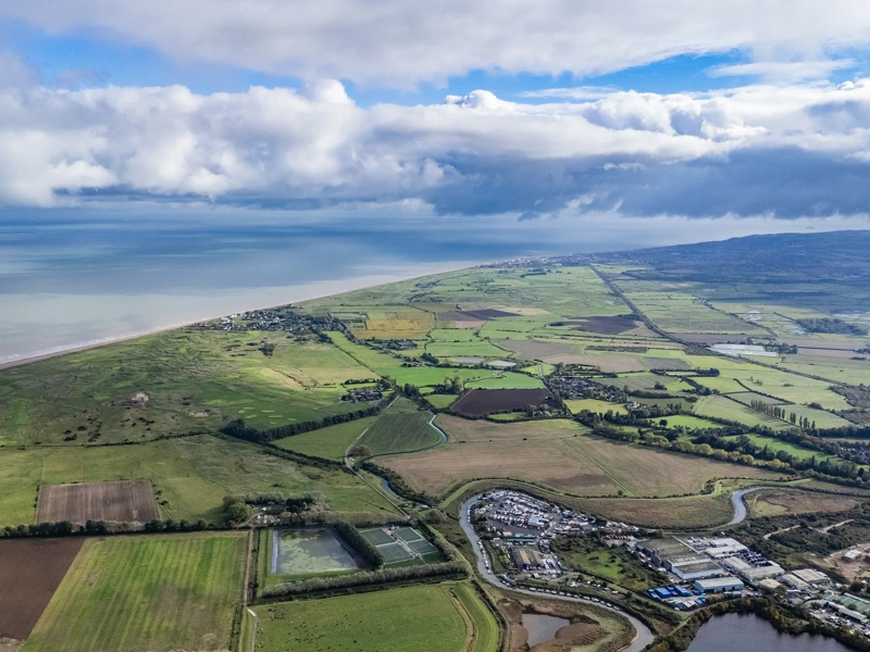 Aerial view of the coastline in the southeast of England