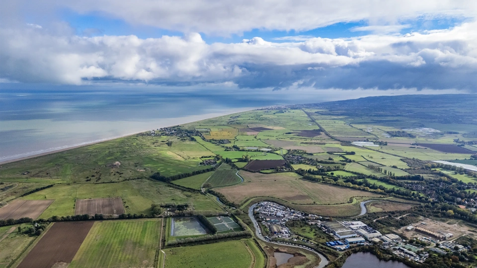 Aerial view of the coastline in the southeast of England