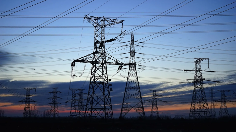 The silhouette of pylon in the evening