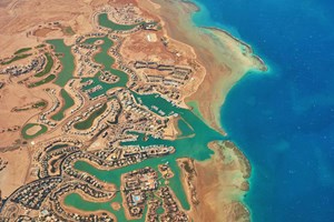 Aerial shot of resort in Egypt