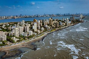 Aerial View Of Mumbai Coastline From Helicopter