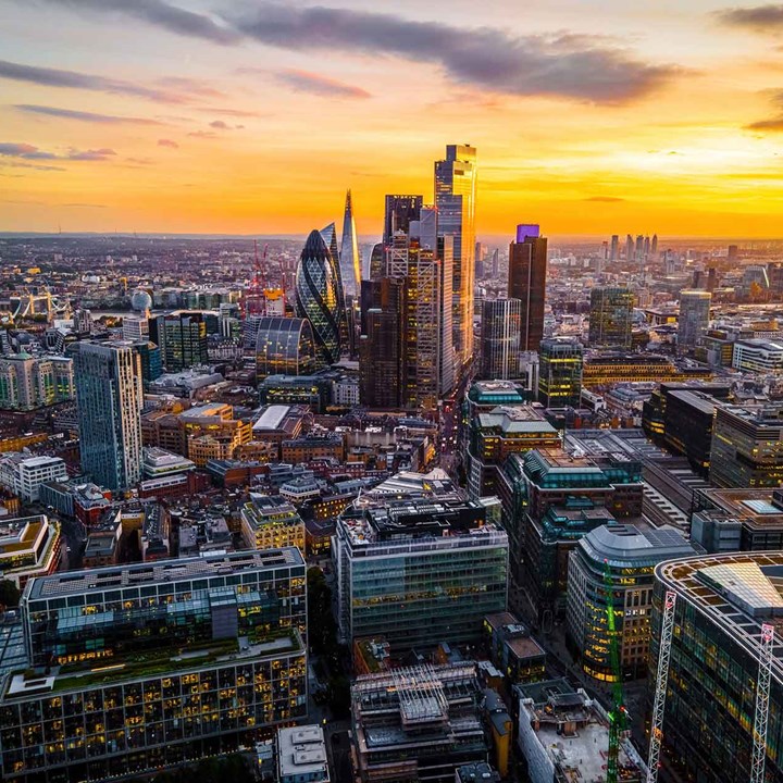 Aerial View Of The City Of London