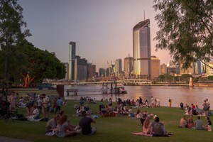 Brisbane City Skyline - view from park