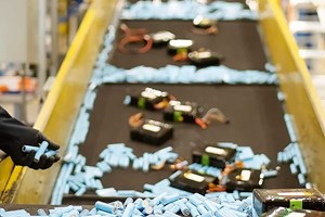 Batteries on conveyer belt