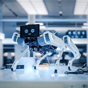 Robot dog in a lab