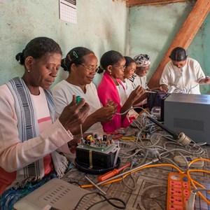 Madagascar training centres with solar mama trainees