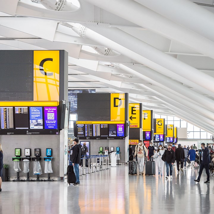 Heathrow airport arrivals lobby 