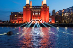 View of Battersea Power Station at dusk