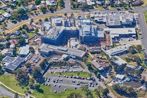 Aerial view of hospital construction redevelopment