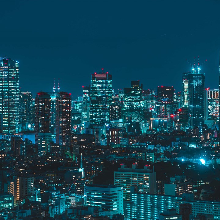 Japan skyline at night 