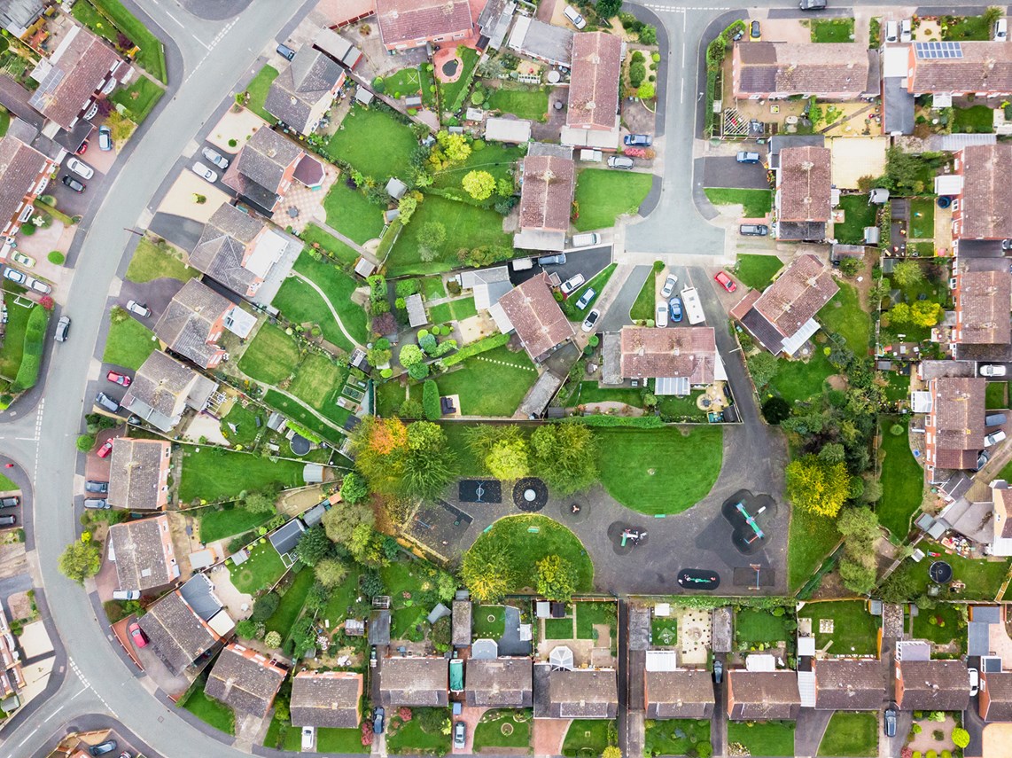 aerial view of traditional housing estate