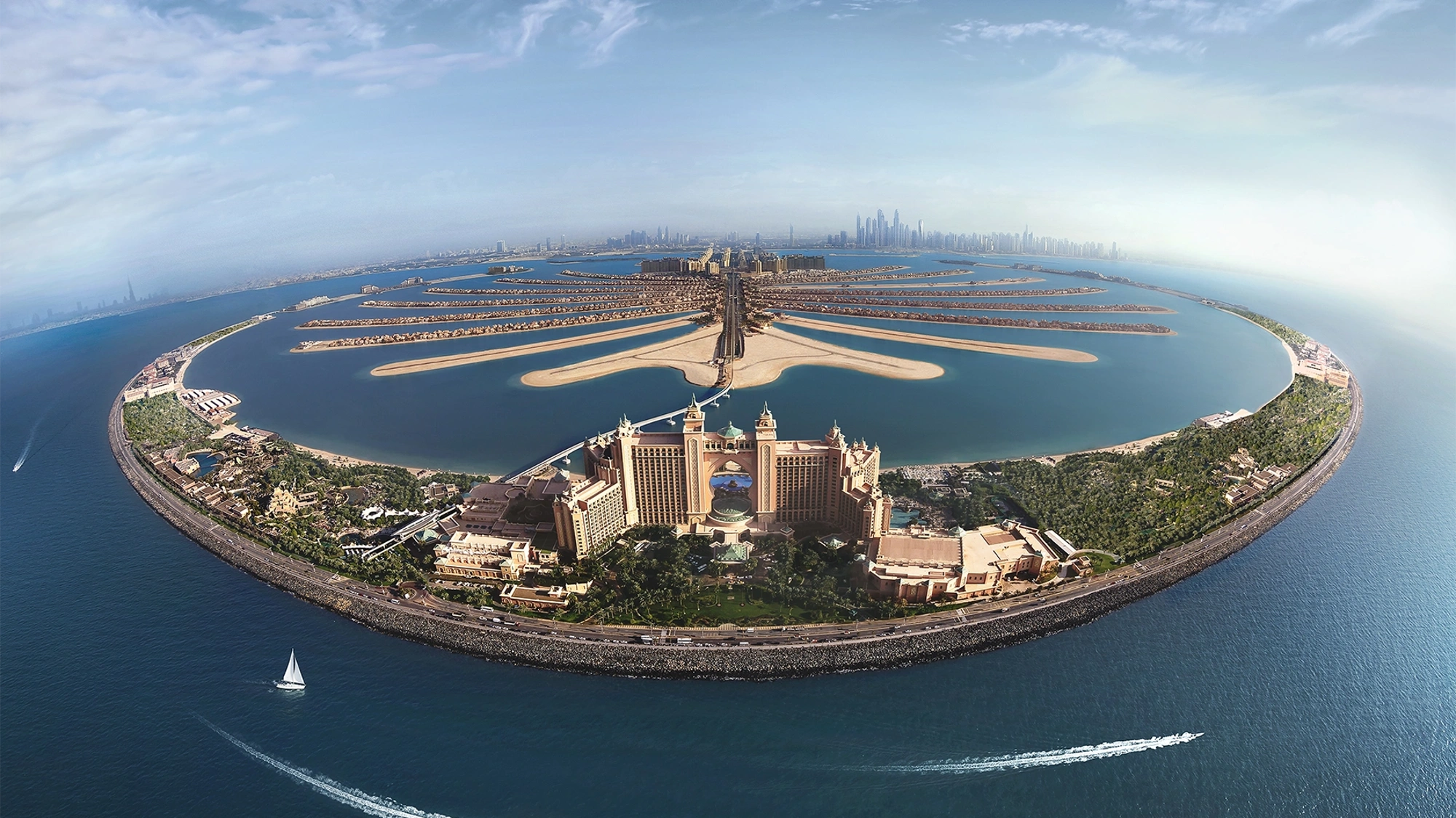 Aerial shot of Atlantis, The Palm, UAE.