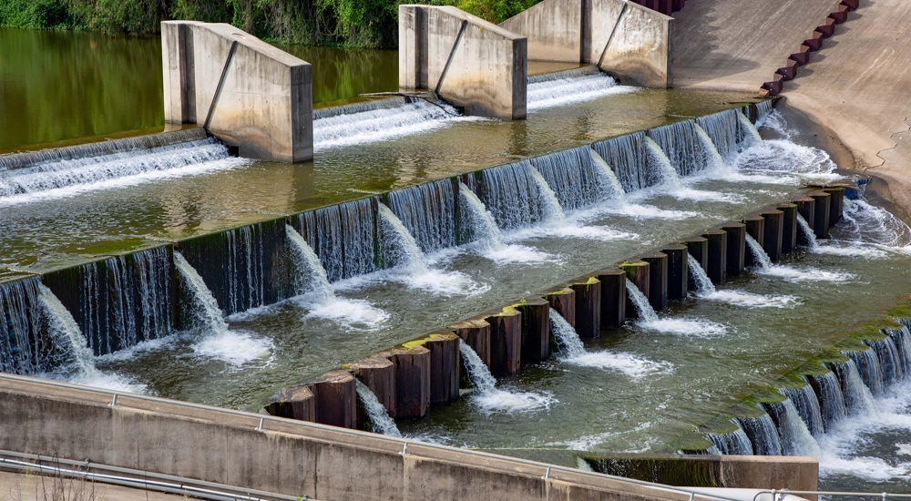 Multi-tiered weir of running water, Australia