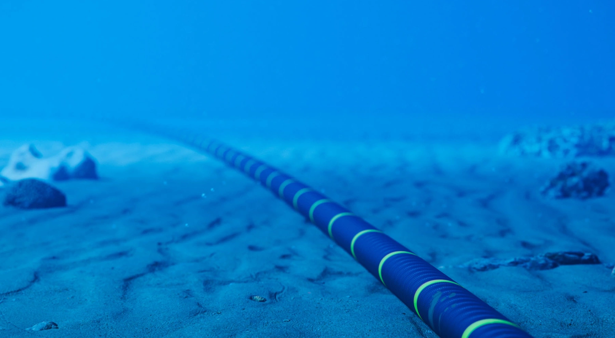 Rendered ocean floor shot of the Celtic Interconnector, Celtic Sea.