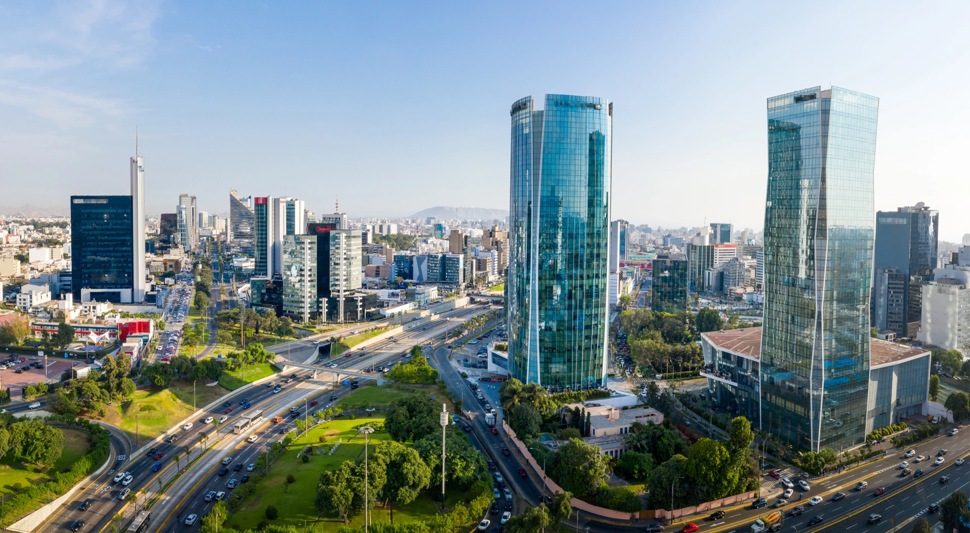 Panoramic view of skyline in San Isidro district.