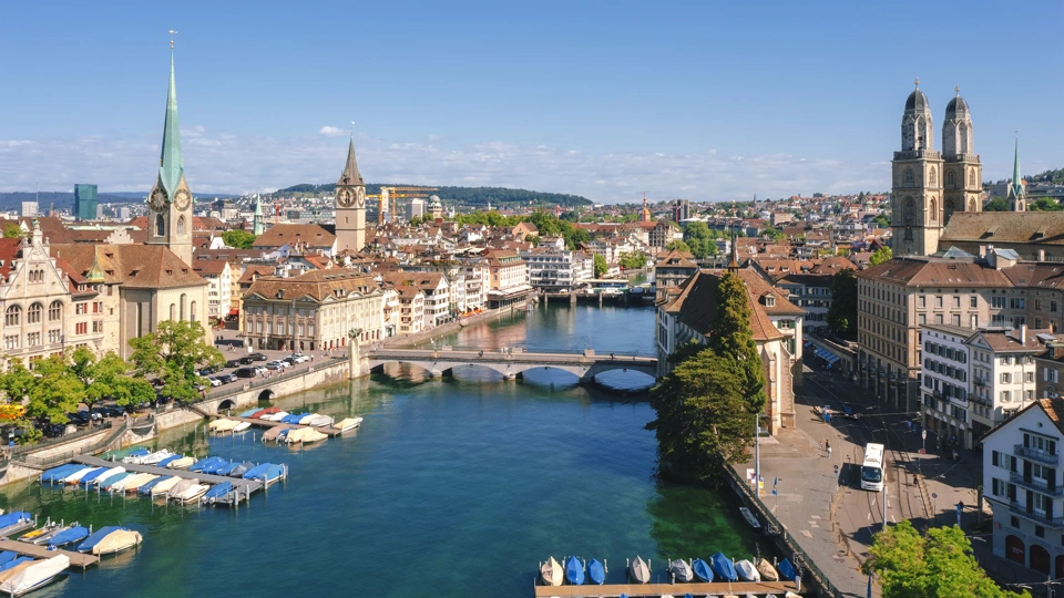 Aerial view of downtown Zurich, Switzerland