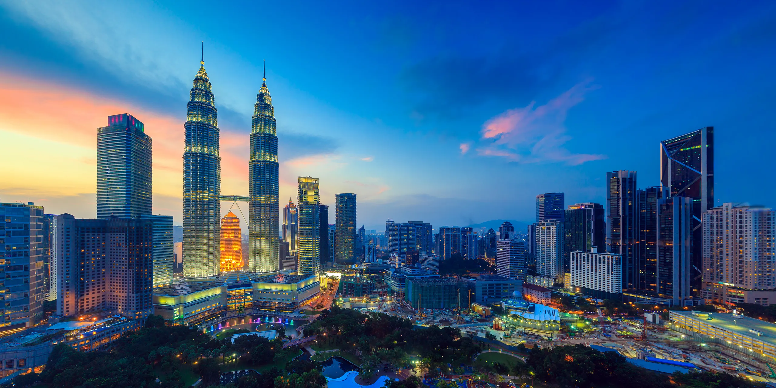 Top view of Kuala Lumper skyline at twilight