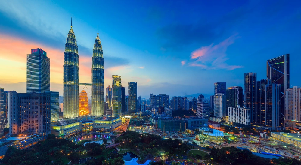 Top view of Kuala Lumper skyline at twilight