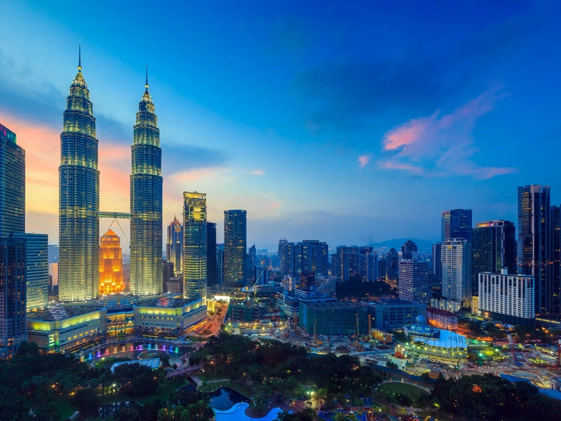 Top view of Kuala Lumper skyline at twilight
