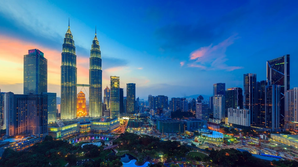 Top view of Kuala Lumper skyline at twilight
