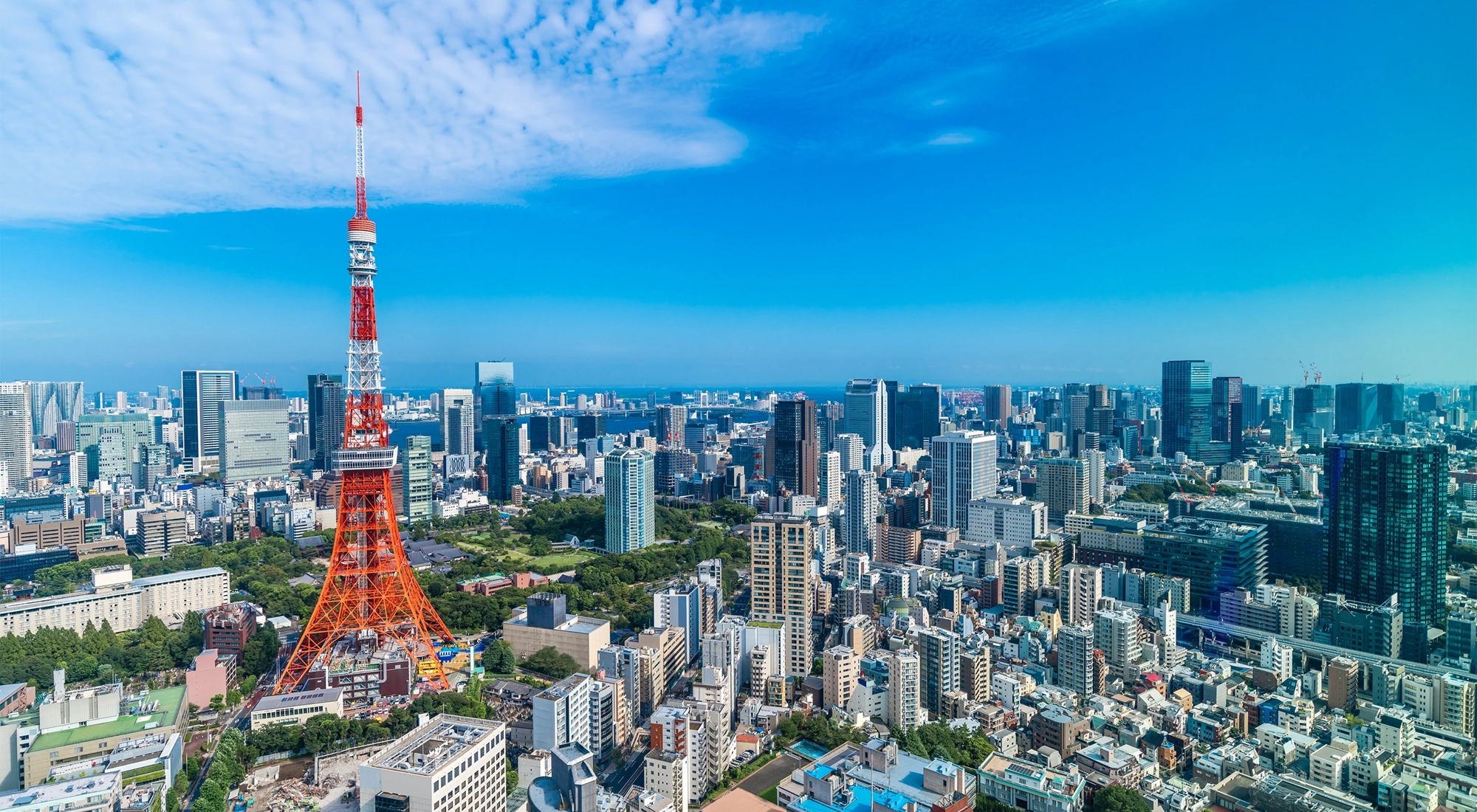 View of Tokyo with a clear blue sky