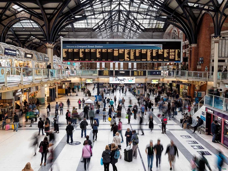 Commuters at Liverpool train station