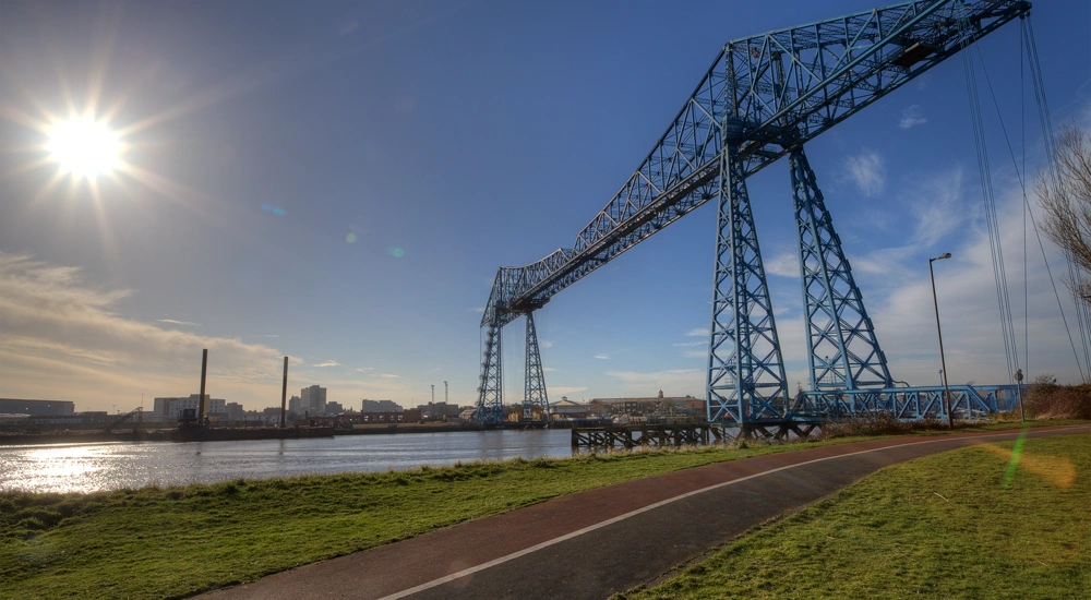 Middlesbrough downstream Transporter Bridge across the River Tees, England.