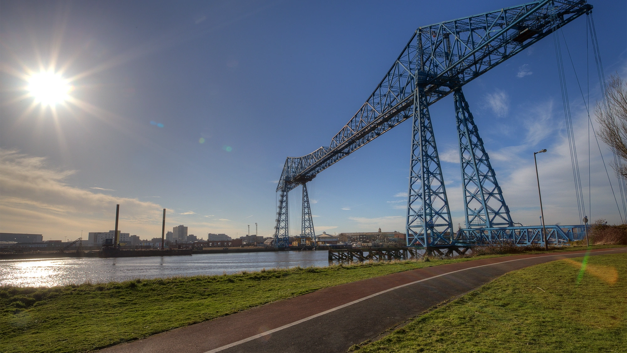 Middlesbrough downstream Transporter Bridge across the River Tees, England.