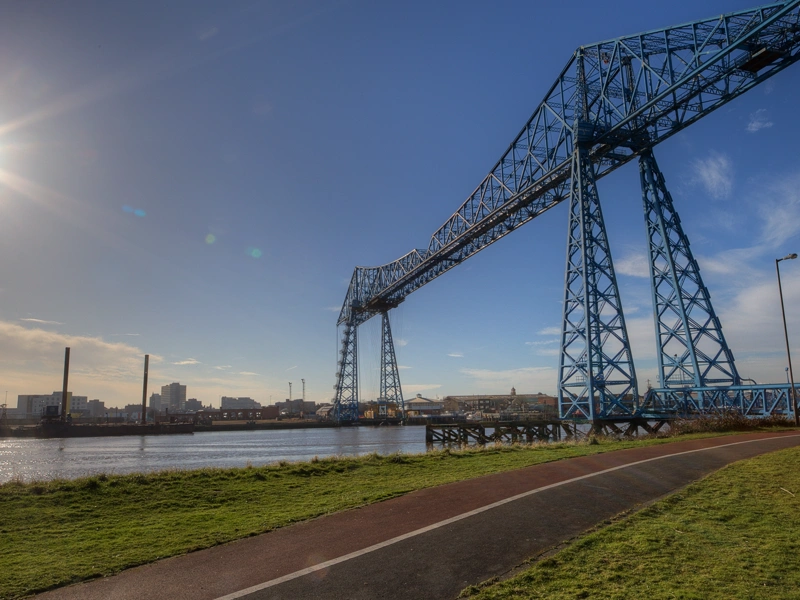 Middlesbrough downstream Transporter Bridge across the River Tees, England.