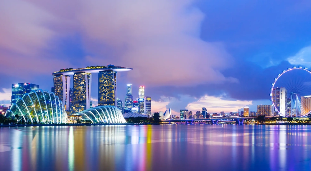 Singapore cityscape during sunset