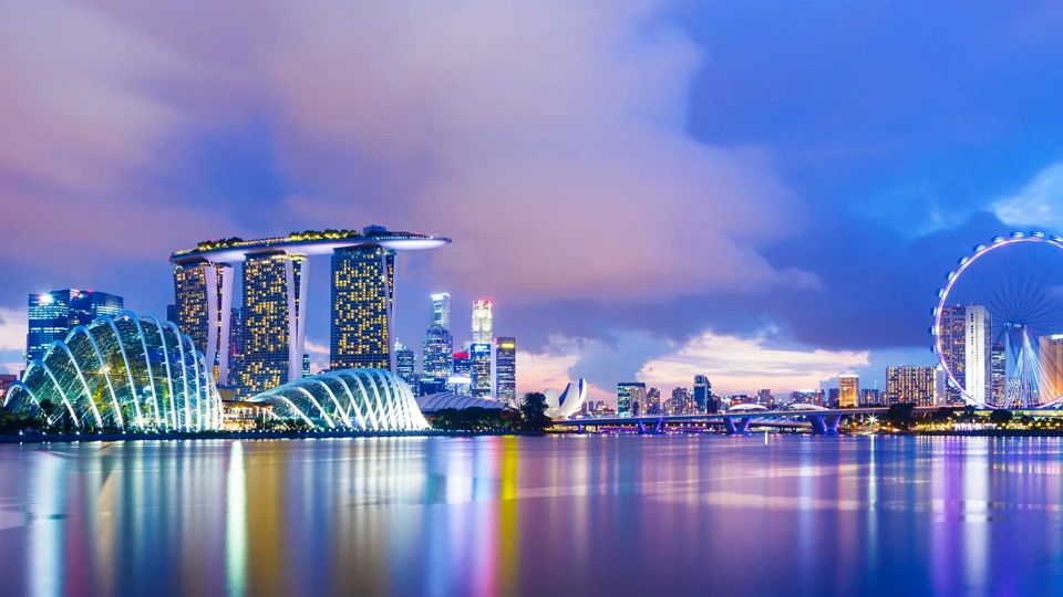 Singapore cityscape during sunset