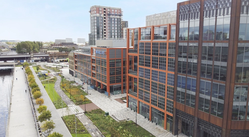 Exterior shot of Barclays Glasgow Campus in the UK.