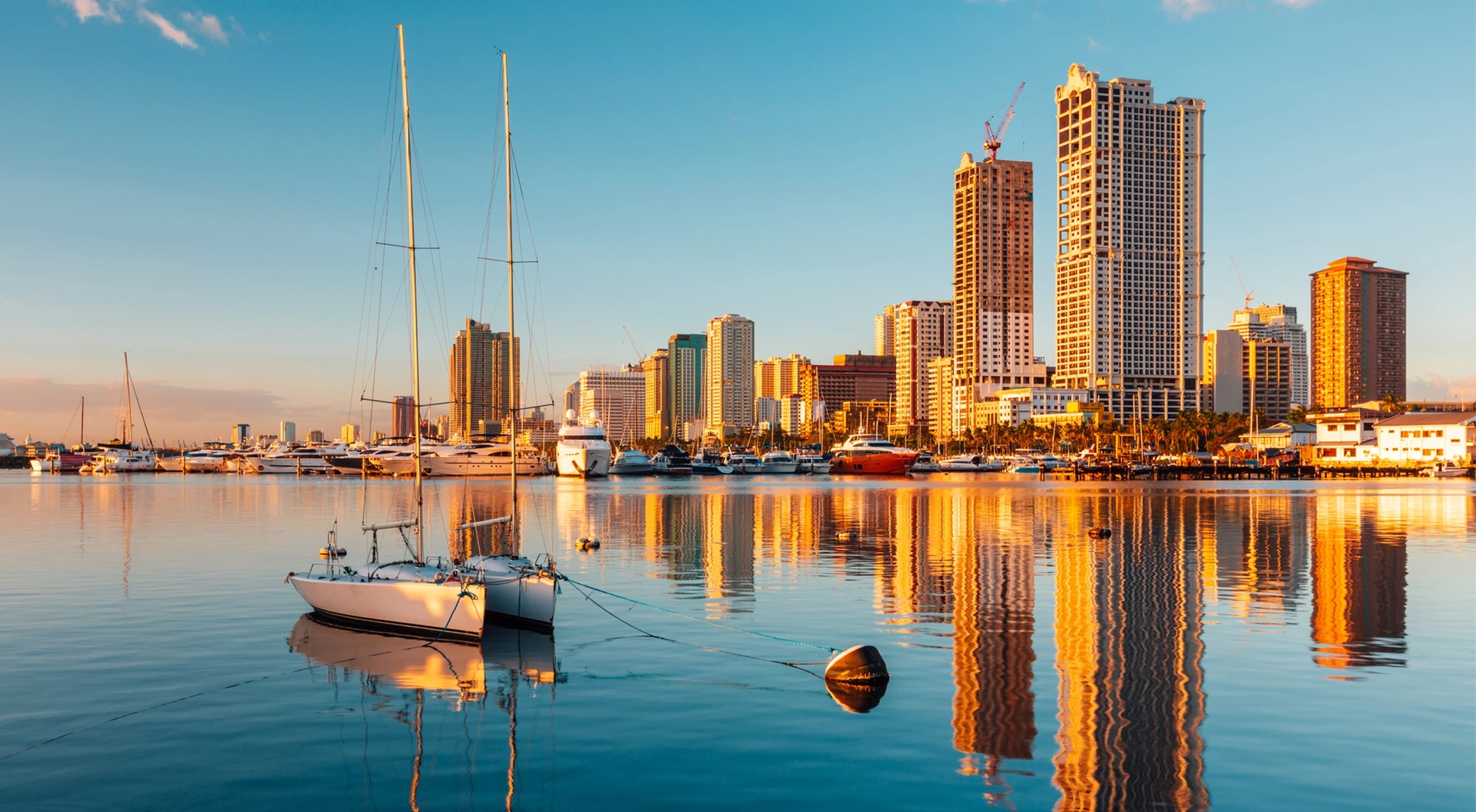 Skyline of Manila City and Manila Bay, Philippines