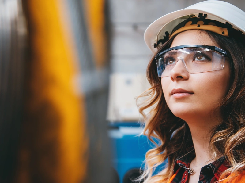 Woman in hard hat