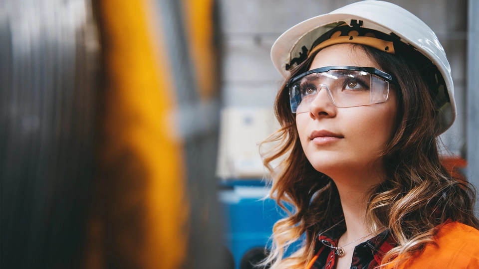 Woman in hard hat