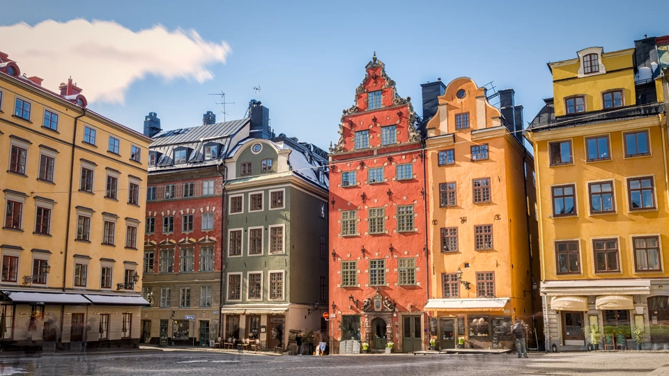 Old town Stortorget in Gamla Stan in Stockholm, Sweden, with colourful buildings
